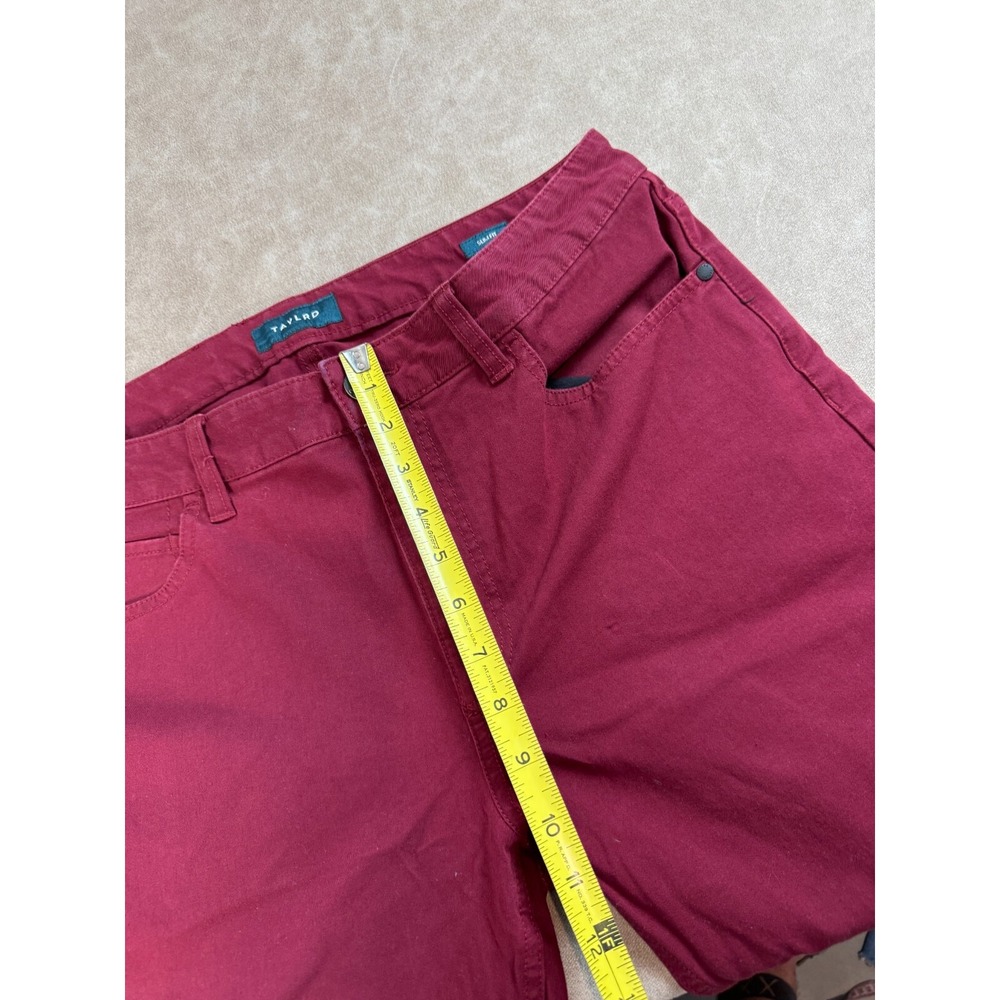 Taylrd Mens Slim Fit Mid Rise Straight Cotton Blend Lined Red Chino Pants 33x32 - Picture 8 of 8